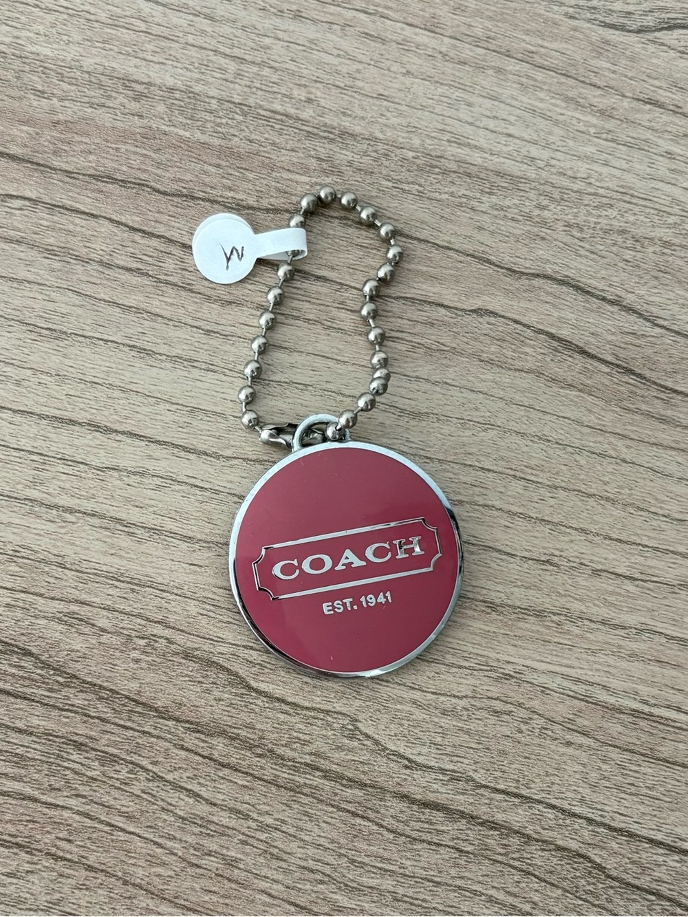 COACH Pink enamel bag charm FOB Keychain